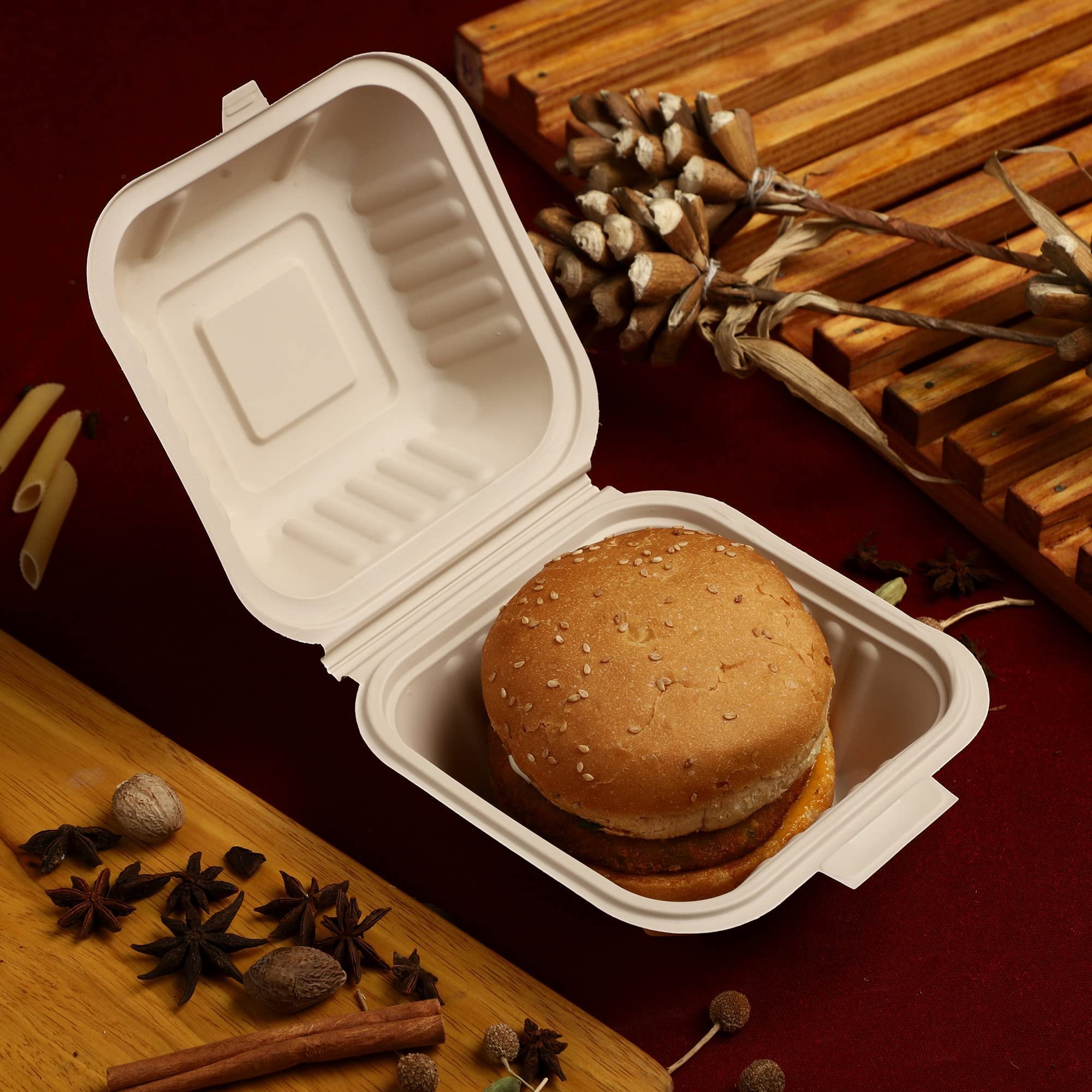 HealPlanet 6×6 Bagasse Clamshell Box